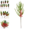 thumbnail image 1 of 1PC Artificial Berry Stems with Pinecones,Red Faux Branch Picks for Vases, Holiday Centerpieces & Rustic Home Decor,F, 1 of 9