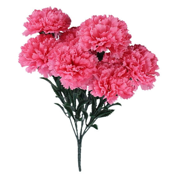 1PC Artificial Carnations with Stems Leaves Eternal Blossom Silk Carnation Flower Artificial Mini Hydrangea 7 Heads Artificial Carnation Flower Fake Carnations for Birthday Home Wedding Hot Pink 17"