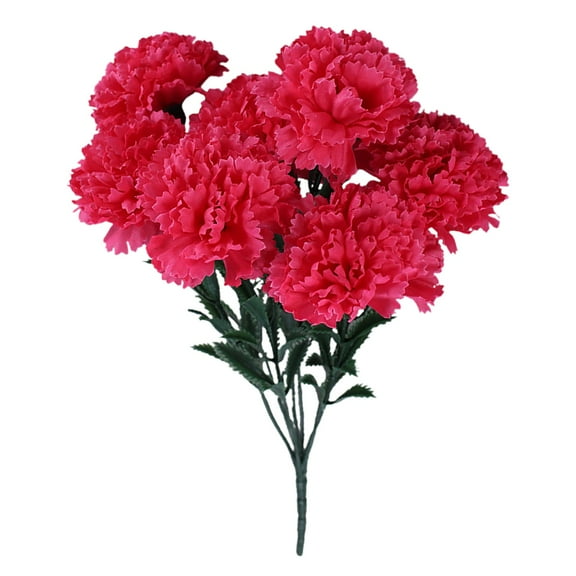 1PC Artificial Carnations with Stems Leaves Eternal Blossom Silk Carnation Flower Artificial Mini Hydrangea 7 Heads Artificial Carnation Flower Fake Carnations for Birthday Home Wedding Rose Red 17"