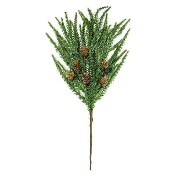 1PC Artificial Christmas Greenery Picks,Norfolk Pine Branches with Red Berries and Pine Cones,17.72 Inch Real Touch Faux Stems for DIY Xmas Wreaths,Garlands,Christmas Tree Decor,Floral Arrangements