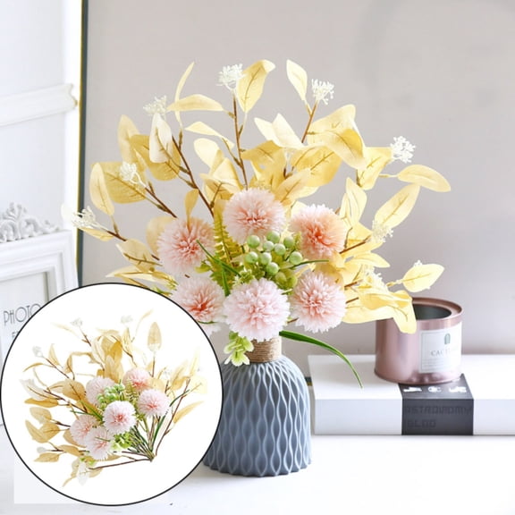 1PC Artificial Chrysanthemum Bouquet 6 Heads - Silk Wedding Centerpiece, Home Flower Arrangement, or Table Decor (Light Pink, 8''H)
