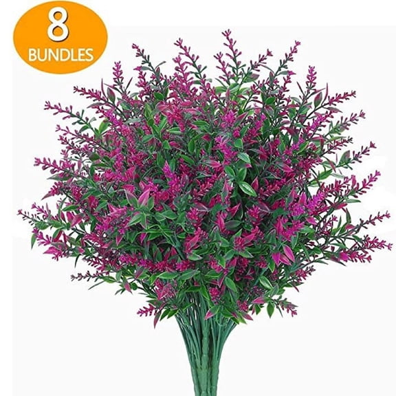 1PC Artificial Flowers Outdoor Lavender Flower Shrubs Flowers Ferns Artificial Fowers for Outdoors Indoor Outside Hanging Decorations