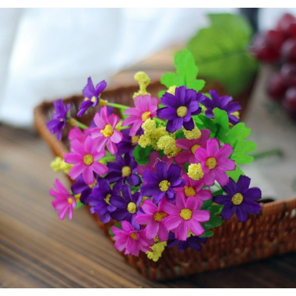 1PC Artificial Flowers Outdoor UV Resistant Fake Flowers Artificial Daisies Flowers Fake Foliage Greenery Faux Plants Shrubs Plastic Bushes Mother's Day Christmas Home Wedding Decorations