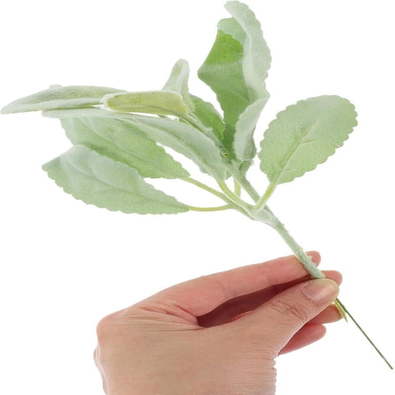 1PC Artificial Frosted Lambs Ear Leaves Stems Greenery Branches Picks for Wedding Home Party Decor, Lifelike Silk Floral Arrangements Centerpieces Bouquets DIY Vase Fillers Holiday Decorations