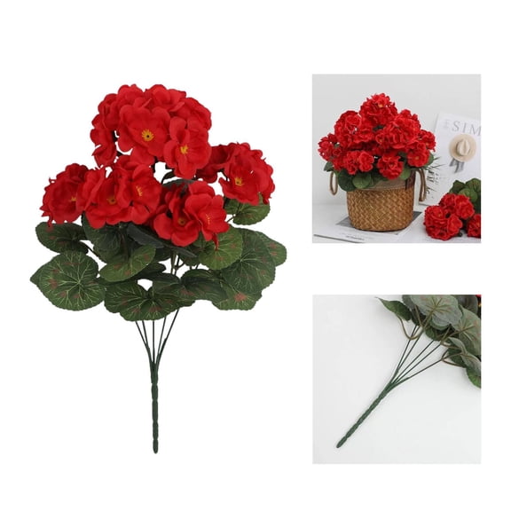1PC Artificial Geranium Flowers Bundle, Faux Outdoor Plants for Garden, Patio, Kitchen Table & Home Centerpiece Décor,Red