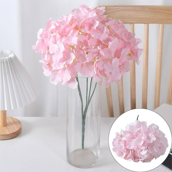 1PC Artificial Hydrangea Stem,Realistic Silk Hydrangea Flower Head for Wedding Centerpieces, Bouquets & Home Decoration,Pink