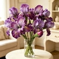 thumbnail image 1 of 1PC Artificial Iris Flower PU Flower Heads, Real Touch Artificial Flowers Bulk Bouquet Fake Outdoor Cemetery Flower Arrangements and Wedding Holding Flowers, Dining Table Centerpieces (Purple, 18"), 1 of 7