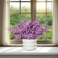 thumbnail image 1 of 1PC Artificial Potted Plants Faux Eucalyptus Plant in White Pots, Small Desk Potted Plants, 9.8" Tall for Home Office Room Decorations Wedding Centerpiece (Purple), 1 of 9