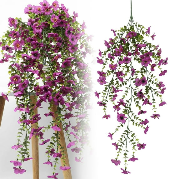 1PC Artificial Violet Flowers,Faux Eucalyptus Violet Bouquet, Realistic Fall Silk Flowers for Outdoor Decor, Porch, Garden & Home Arrangements (White),H