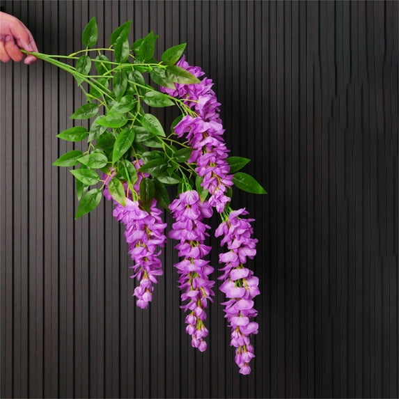 1PC Artificial Wisteria Vine Garland, Hanging Faux Flowers for Wedding Arch, Garden Party, Backdrop and Home Decoration,Purple