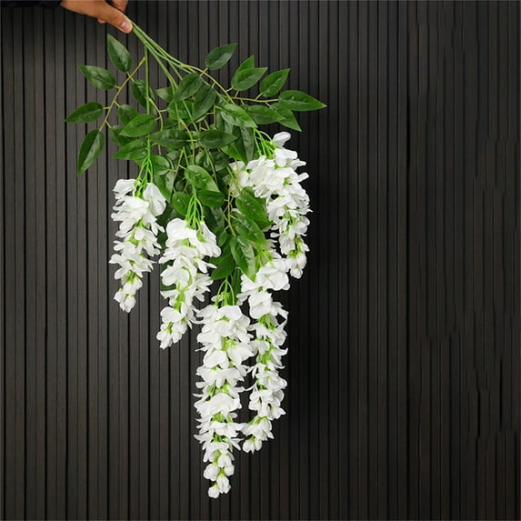1PC Artificial Wisteria Vine Garland, Hanging Faux Flowers for Wedding Arch, Garden Party, Backdrop and Home Decoration,White