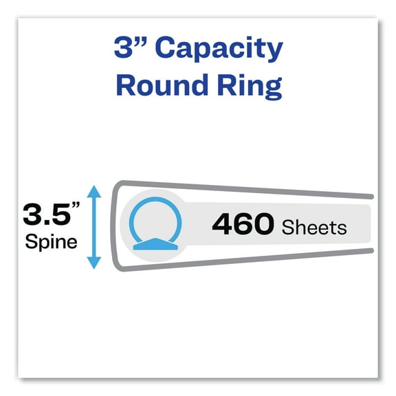 1PC Avery Economy Non-View Binder with Round Rings, 3 Rings, 3\" Capacity, 11 x 8.5, Blue, (4600)