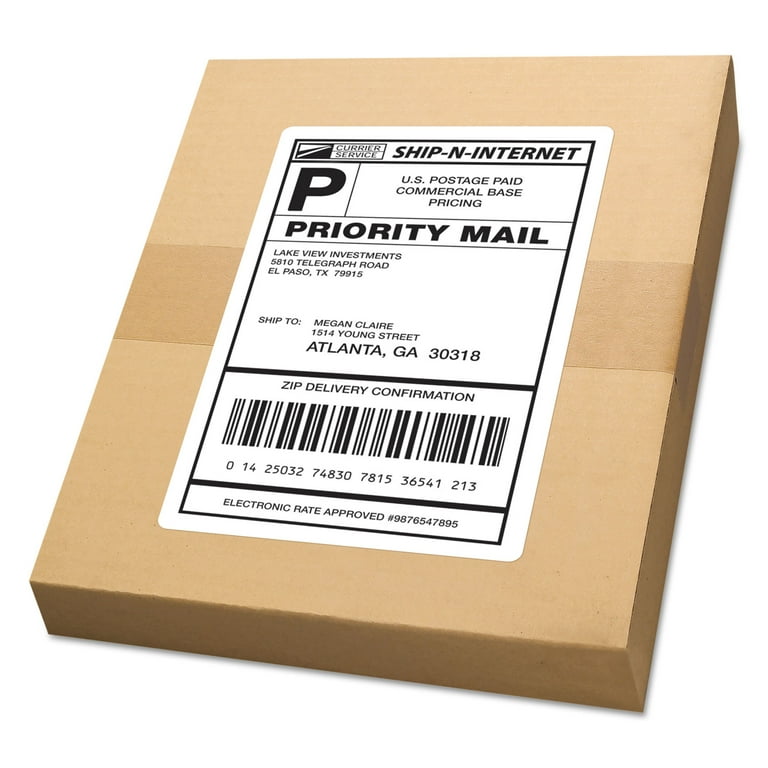 White Shipping Labels-Bulk Packs, Inkjet/Laser Printers, 5.5 x 8.5, White, 2/Sheet, 250 Sheets/Box White Shipping Labels-Bulk Packs, Inkjet/Laser Printers, 5.5 x 8.5, White, 2/Sheet, 250 Sheets/Box