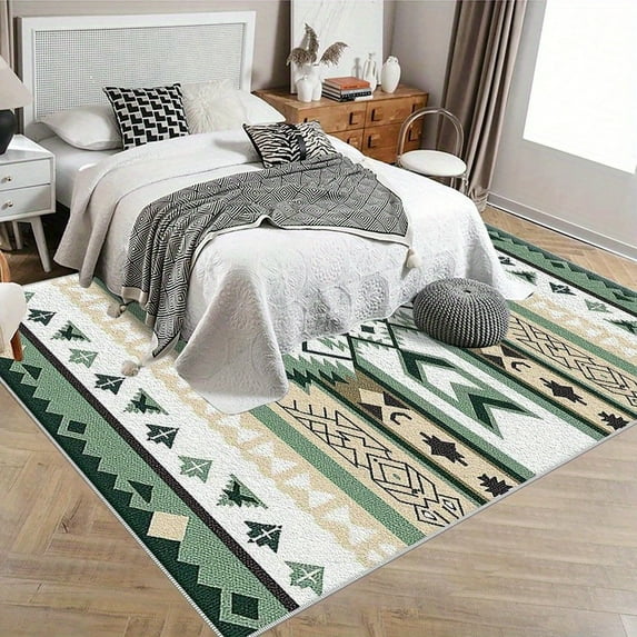 1PC Aztec Pattern Area Rug Local Rug, Lightweight Washable Easy-to-Care ...