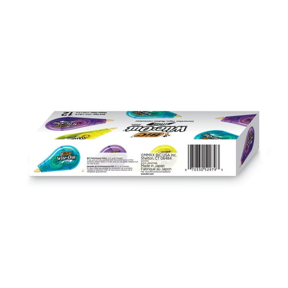 1PC BIC Wite-Out Brand Mini Correction Tape, Non-Refillable, 0.2\\" x 26.2 ft, Assorted