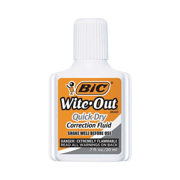 1PC BIC Wite-Out Quick Dry Correction Fluid, 20 mL Bottle, White, Dozen