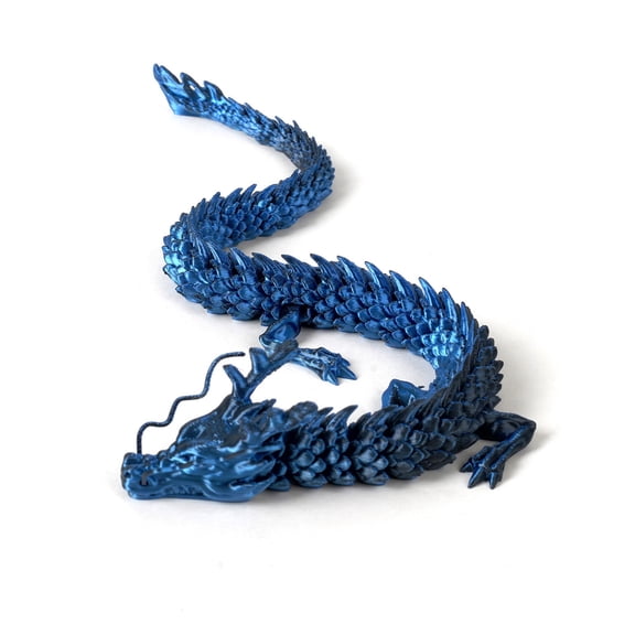 1PC BLACK BLUE 30cm 3D Printed Articulated Dragon Figure, Chinese Dragon
