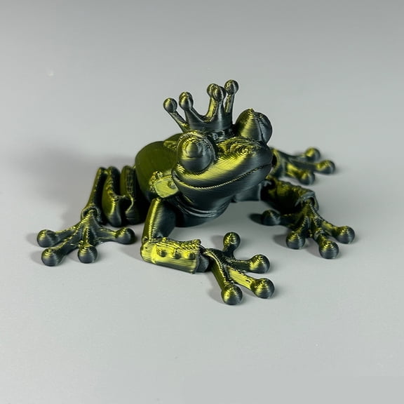 1PC BLACK GREEN 5CM 3D Printed Crown Frog Jointed Articulated Figurine, Realistic Creative Model Decoration