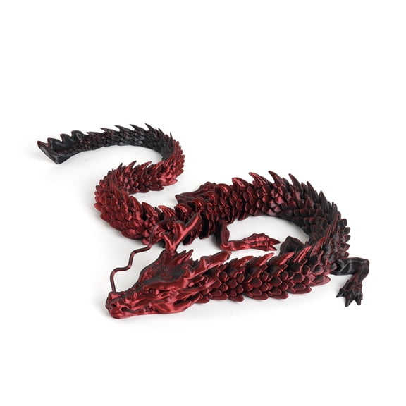 1PC BLACK RED 13CM 3D Printed Articulated Dragon Figure, Chinese Dragon