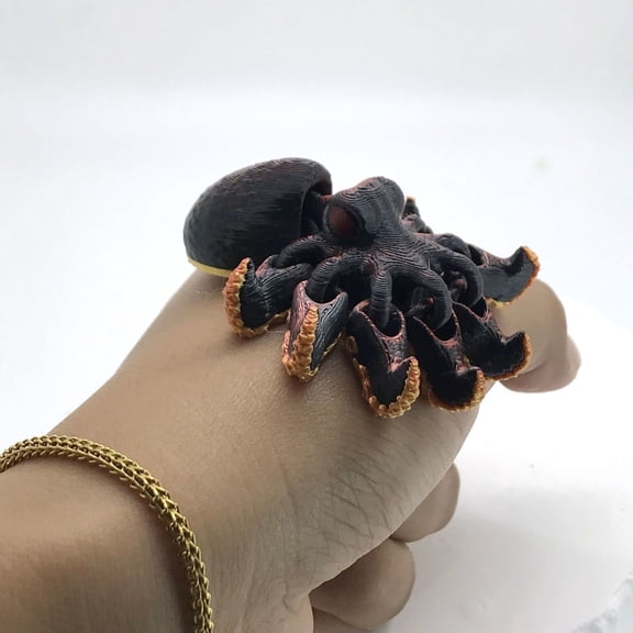 1PC BLACK RED 5.5cm 3D printed giant squid animal model with realistic joints, action figure