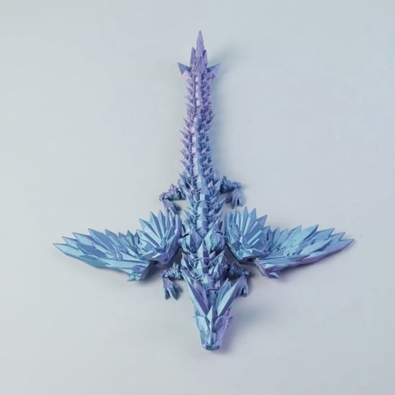 1PC BLUE 30CM 3D printed dragon figurine, 3D printed crystal dragon gemstone dragon