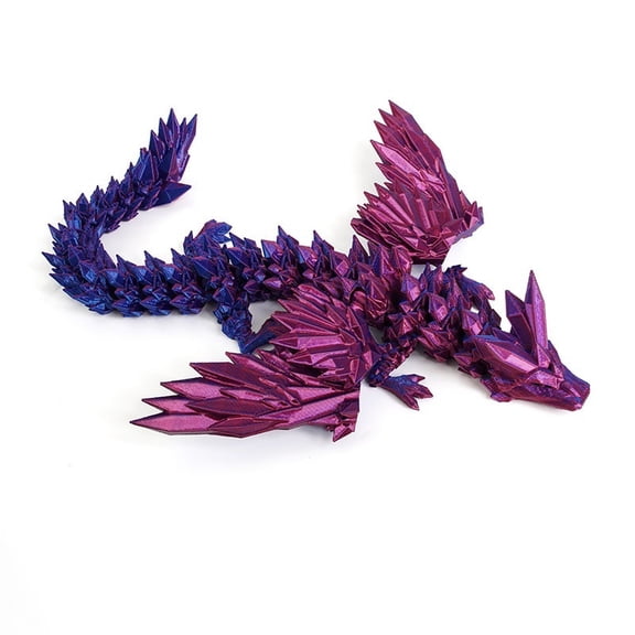 1PC BLUE PURPLE 14cm 3D Printed Dragon Figurine, Flying Crystal Dragon, Dragon Egg Gift, Chinese Dragon Figure