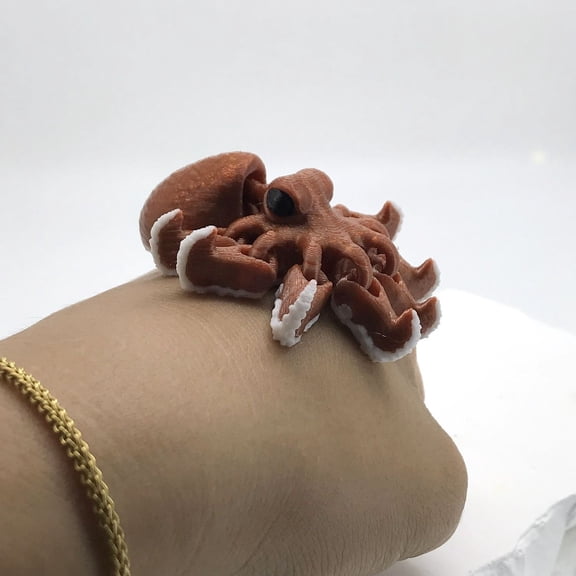 1PC BROWN 5.5cm 3D printed giant squid animal model with realistic joints, action figure