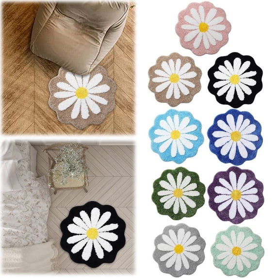 1PC Bath Mat Flower Like Carpet Round Rug Water Absorption Non- Floor Mat Stain-Resistant Machine Washable Multi-Scenario Decorative for Bathroom Kitchen Living Room Bedroom
