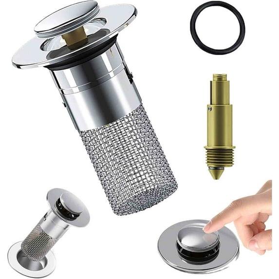 1PC Bathroom Sink Stopper Hair Catcher,Pop Up Sink Drain Filter with Removable Stainless Steel Filter Basket Hair Catcher