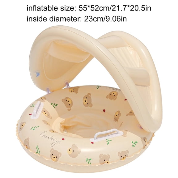 Bear and Rabbit Canopy Arm Float, Thickened Inflatable Pool Float for Summer, Beach and Pool Parties, Multicolor