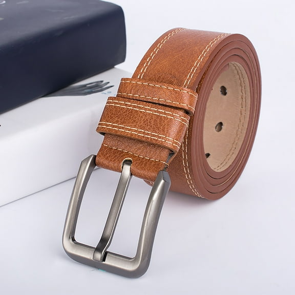 1PC Belt Yellow Men's Imitation Leather Belt Needle Buckle Casual And Versatile Belt Youth Belt