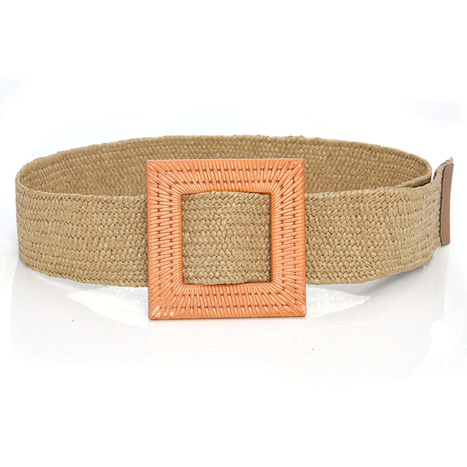 1PC Belt Yellow Polyester Women Belts for Dresses Elastic Straw Rattan