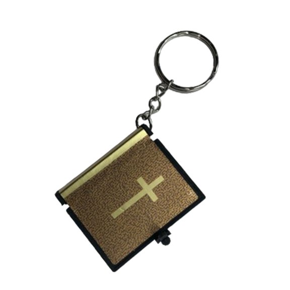 1PC Bible Keychain English Religious Paper Spiritual Christian Cover Keyring Gift