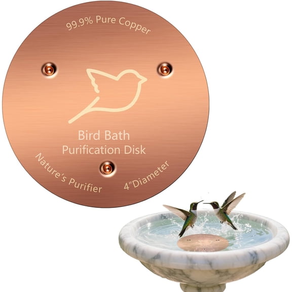 1PC Bird Bath Copper Disk,1mm Thick Reinforced 99.99% Pure Copper Disc with Triple-Point Support,Bird Bath Accessories for Outside Birdbaths Bowls Physical Safe Water Cleaner for All-Season Use