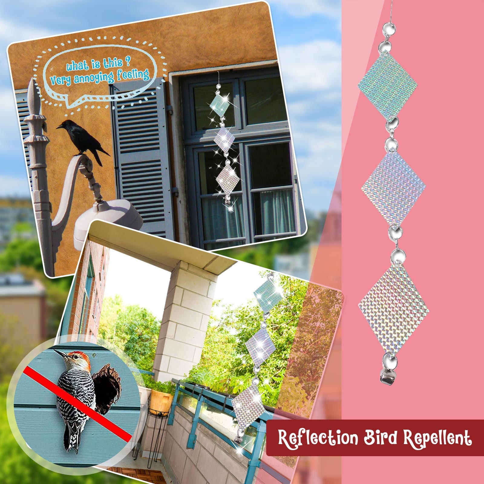 1PC Bird Repellent Owl Suspended Bird Repellent Flash Film