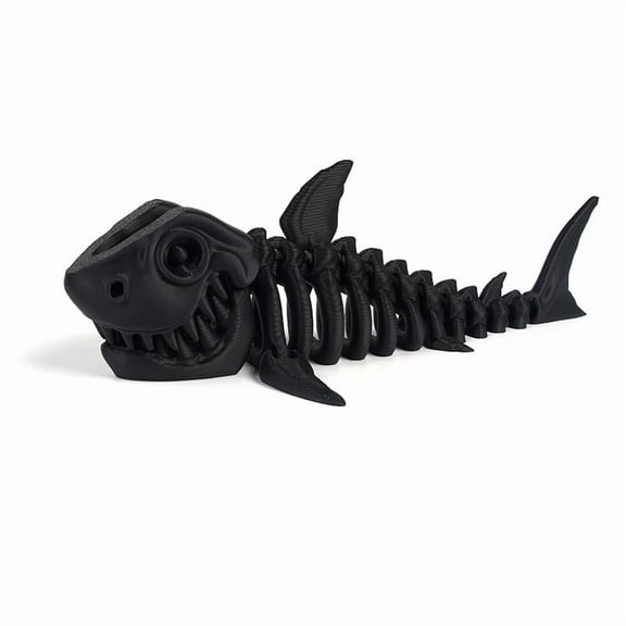 1PC Black 14CM 3D printed shark figurine with movable joints