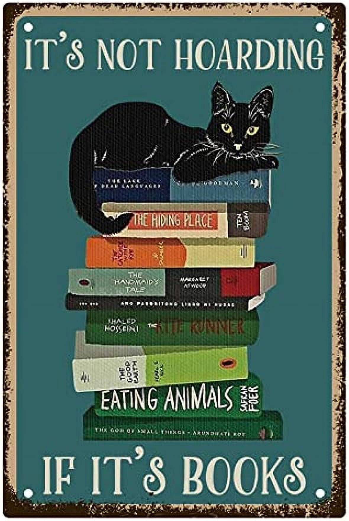 1PC Black Cat Metal Tin Signs Funny Books Wall Decor Vintage Art Sign ...