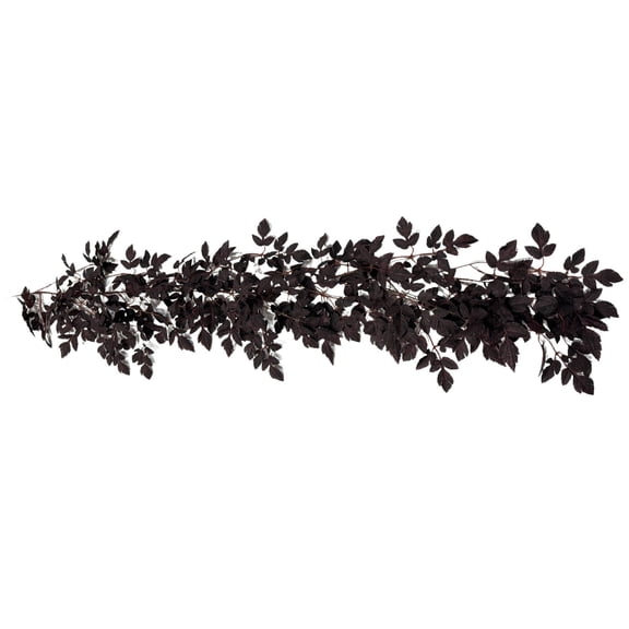 1PC Black Maple Leaf Garland, Halloween Artificial Hanging Fall Leave Vines, Fall Floral Garlands Thanksgiving Decor for Home Wedding Party (5.9ft)