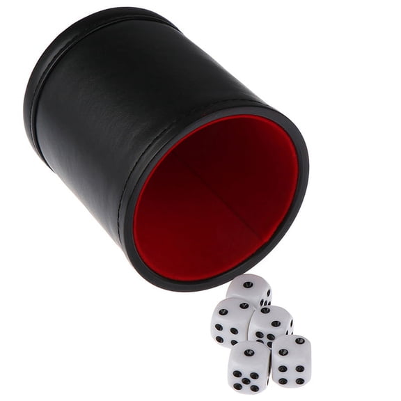 1PC Black/Red Leather Dice Cup Felt Lining Quiet Shaker for Playing Dice Game AL