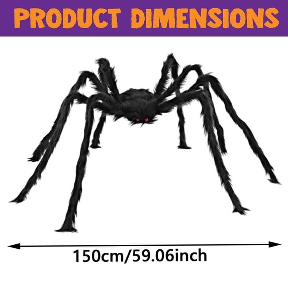 1PC Black Spider Halloween Outdoor Decorations, 6.5FT Scary Giant Spider for Halloween Yard Decorations, Haunted House Props, Indoor Party Supplies