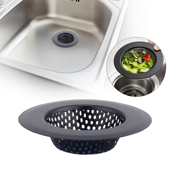 1PC Black Stainless Steel Mesh Sink Drain Strainer – 3.54" Top/2.17" Kitchen Filter Basket, Large-Capacity Debris Catcher