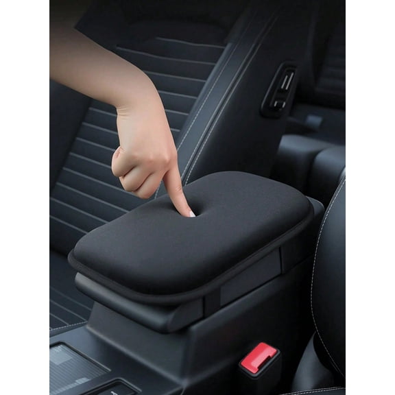 1PC Black Thick Memory Foam Car Armrest Box Booster Mat, Universal Center Console Armrest Cover Cushion