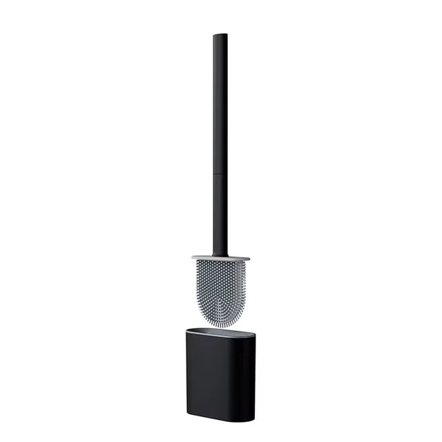 1PC Black Wall Mounted Toilet Brush Silicone Flat Brush Head Toilet Brush Cleaner Brush Set ...