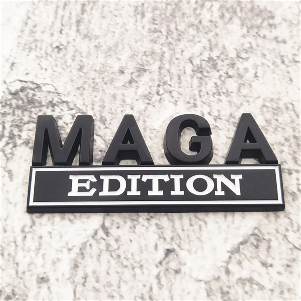 1PC Black With White Letter MAGA Edition 3D Universal Emblem Badge