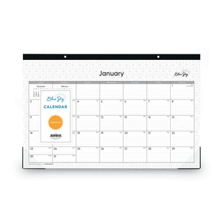 Lindley Desk Pad, Floral Artwork, 17 x 11, White/Blue/Green Sheets, Black Binding, Clear Corners, 12-Month (Jan-Dec): 2024