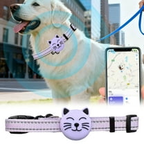 1PC Bluetooth Pet Locator for Dogs and Cats, GPS Tracking with Adjustable Collar, Waterproof, Multi-Person Care, Long Battery Life, Compatible with iOS and Android (Purple)