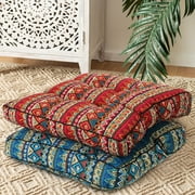 1PC Bohemian Outdoor Patio Chair Seat Pads, Square Floor Pillow, Kitchen Chair Seat Cushion Pads, Meditation Yoga Seating Cushion for Home Kitchen/Office/Garden Patio, 19.7" x 19.7" x 3.9"