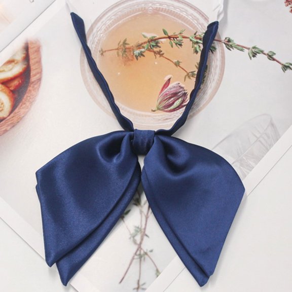 1PC Bow Tie Blue Polyester Women's double layer bow tie bow flower new featherless root Japanese college style solid color bright face bow tie