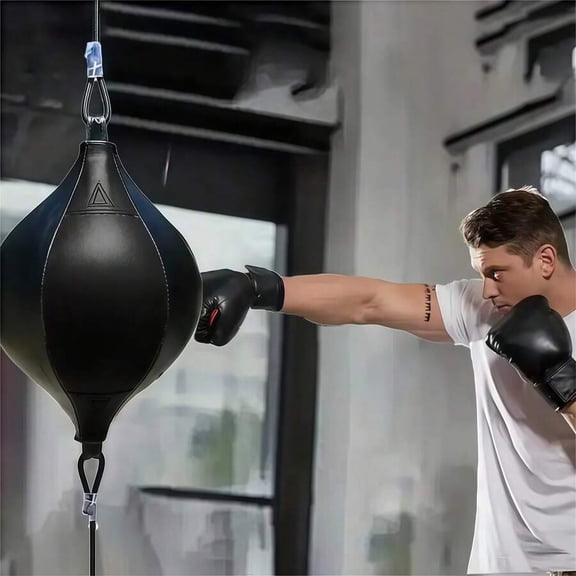 1PC Boxing Speed Ball Hanging Home Use Adult Sanda Training Reaction Ball Boxing Vent Ball Boxing Reaction Ball Double Head Perforated Ball, PU Leather Speed Bag Pear Shaped Hanging Speed Boxing Bag