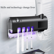 1PC Bracket - Style Automatic Toothbrush and Toothpaste Dispenser Set with Wall - Mounted, Dust - Proof Feature for Bathroom